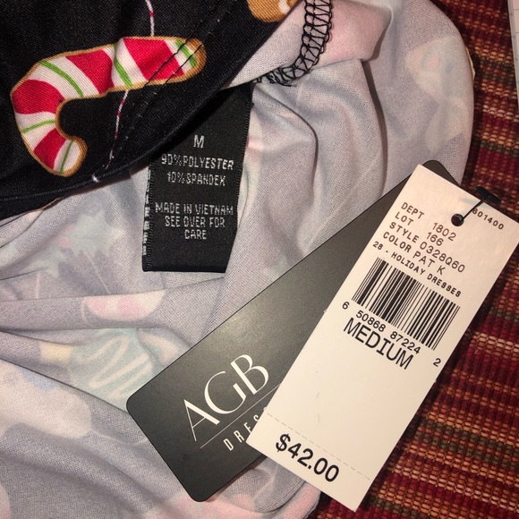 AGB DRESS N.W.T. SIZE MEDIUM HOLIDAY PRINT 20” X 35” Festive Not So Ugly X- Mas - Picture 6 of 7